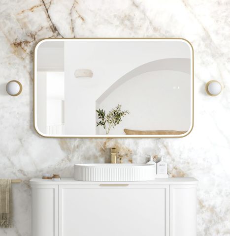 LED Newport 1200(W)x750(H) Gold Metal Frame Mirror- Install Horizontal or Vertical