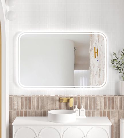 LED Newport 1200(W)x750(H) Frameless Tuffi Mirror - Install Horizontal or Vertical