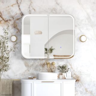 LED Newport 900(W)x750(H) White Shaving Cabinet - Premium Edition