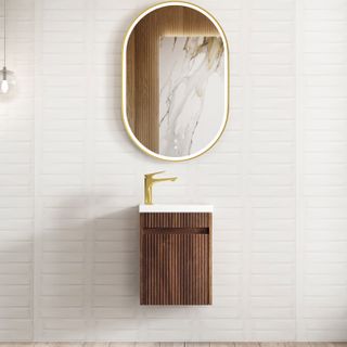 Mini Ensuite Vanity 400mm Sable Walnut Fluted Vanity