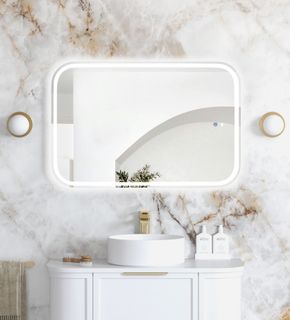 LED Newport 900(H)x600(W) Frameless Tuffi Mirror - Install Horizontal or Vertical