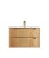 Byron Fluted 900mm Woodland Oak Wall Hung Vanity with Ceramic Top