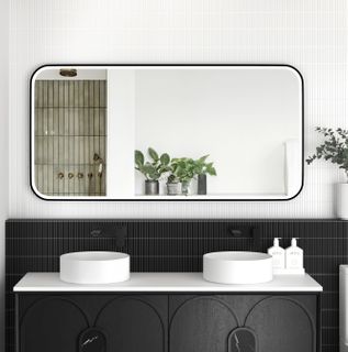 LED Newport 1500(W)x750(H) Black Metal Frame Mirror- Install Horizontal or Vertical