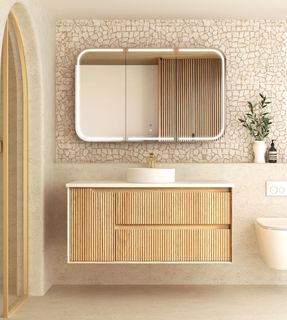 Byron Fluted 1200mm Woodland Oak Wall Hung Cabinet Only
