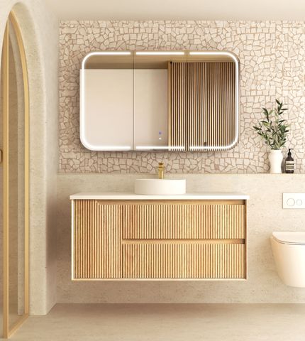 Byron Fluted 1200mm Woodland Oak Wall Hung Vanity