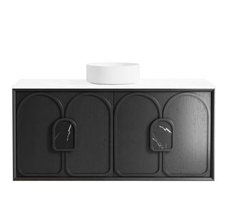 Laguna Mark II 1200mm Black Oak Wall Hung Vanity with Matte White Top