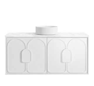 Laguna Mark II 1200mm Matte White Wall Hung Vanity with Cloudy Carrara Top