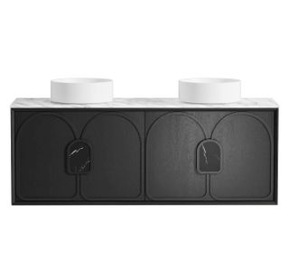 Laguna Mark II 1500mm Black Oak Wall Hung Vanity with Natural Carrara Marble Top