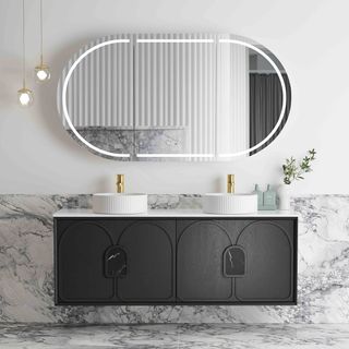 Laguna Mark II 1500mm Black Oak Wall Hung Vanity with Pure White Top