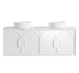 Laguna Mark II 1500mm Matte White Wall Hung Vanity with Natural Carrara Marble Top