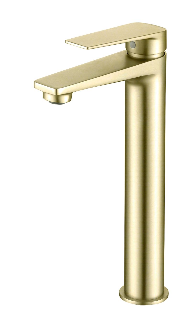 Zevio Lead Free Tall Basin Mixer Brushed Gold