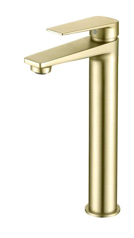 Zevio Lead Free Tall Basin Mixer Brushed Gold