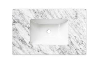 Laguna Mark II 750mm Matte White Wall Hung Vanity with Undermount Natural Carrara Marble Top & Basin
