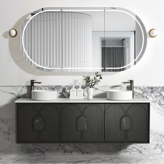 Laguna Mark II 1800mm Black Oak Wall Hung Vanity with Pure White Top