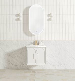 Laguna Mark II 600mm Matte White Wall Hung Vanity with Ceramic Top