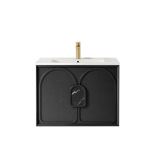 Laguna Mark II 750mm Black Oak Wall Hung Vanity with Ceramic Top