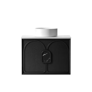 Laguna Mark II 750mm Black Oak Wall Hung Vanity with Matte White Top