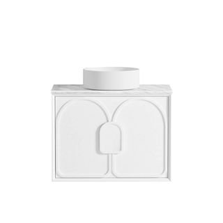 Laguna Mark II 750mm Matte White Wall Hung Vanity with Natural Carrara Marble Top