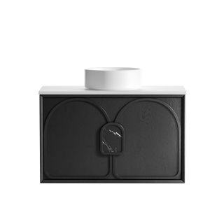 Laguna Mark II 900mm Black Oak Wall Hung Vanity with Matte White Top