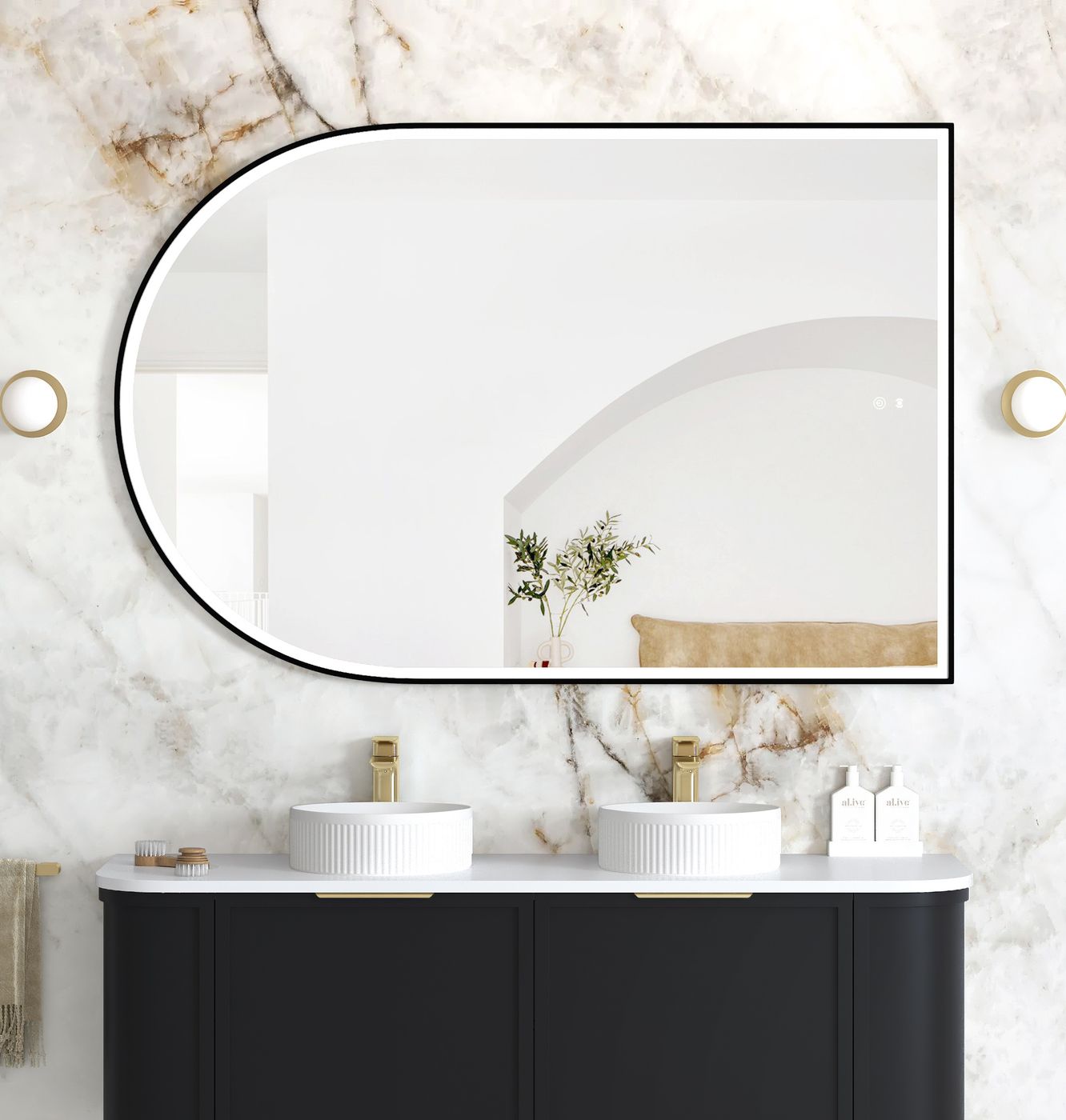 LED Archie 1500(H)x1000(W) Black Metal Frame Mirror