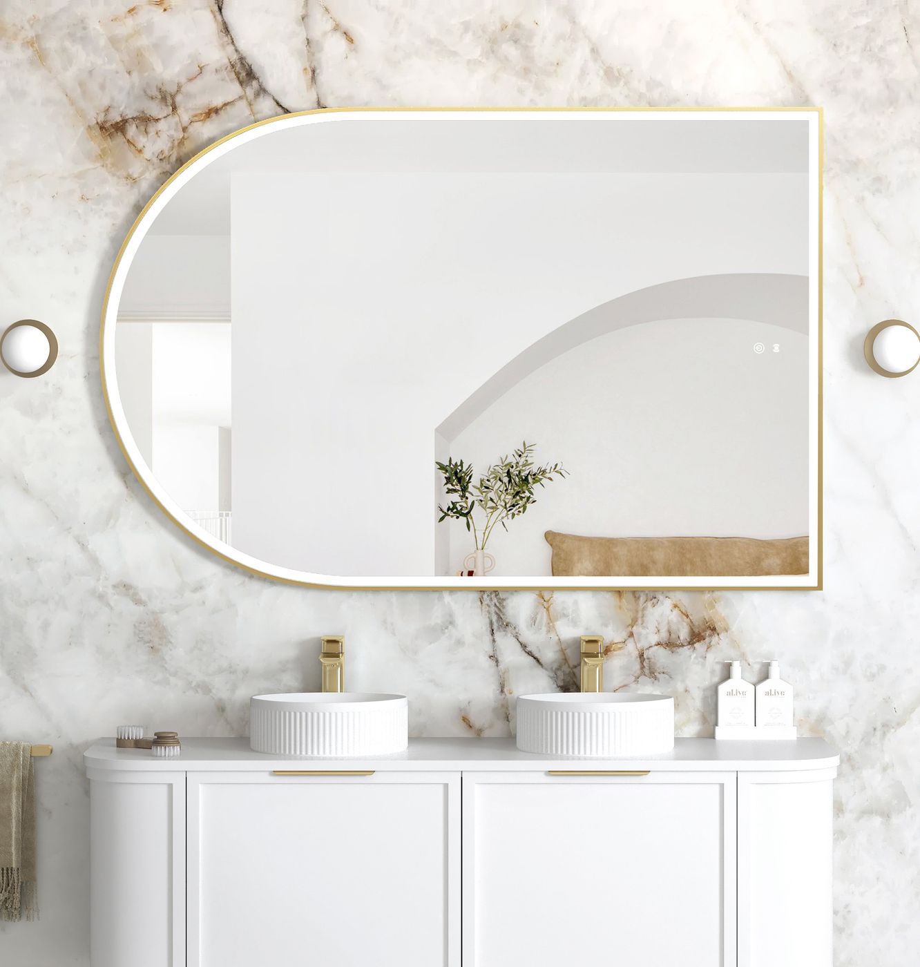 LED Archie 1500(H)x1000(W) Gold Metal Frame Mirror