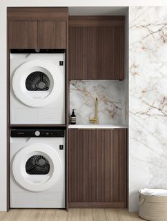 Laundry Kit 1305C Havana Fluted Sable Walnut with Matte White Top