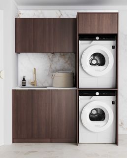 Laundry Kit 1715C Havana Sable Walnut with Cloudy Carrara Top