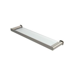 Oskar Brushed Nickel Metal & Glass Shelf