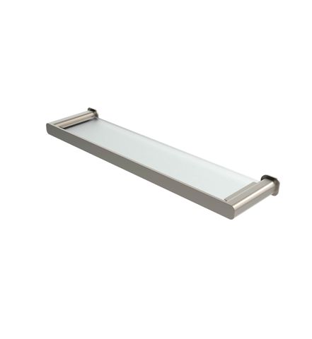 Oskar Brushed Nickel Metal & Glass Shelf