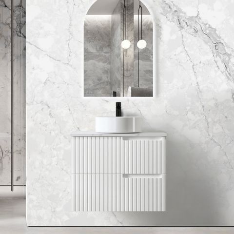 Noosa 750mm Satin White Wall Hung Vanity