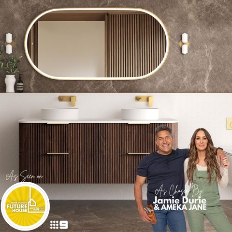 Havana 1500mm Sable Walnut Fluted Wall Hung Fluted Curve Vanity