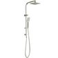 Taran 250mm Brushed Nickel Twin Shower On Rail Top Inlet Square