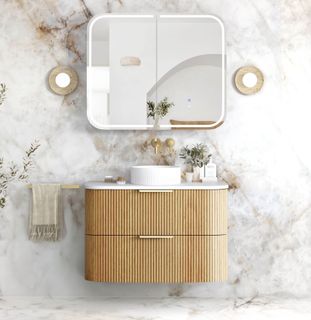 Havana 900mm Woodland Oak Fluted Cabinet