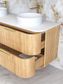Havana Fluted 1500mm Woodland Oak Wall Hung Curve Vanity