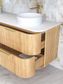 Havana Fluted 1800mm Woodland Oak Wall Hung Curve Vanity