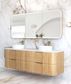 Havana Fluted 1800mm Woodland Oak Wall Hung Curve Vanity
