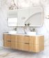 Havana 1800mm Woodland Oak Fluted Wall Hung Fluted Curve Vanity