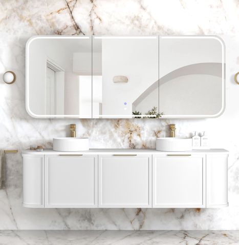 LED Newport 1800(W)x750(H) Matte White Shaving Cabinet - Premium Edition