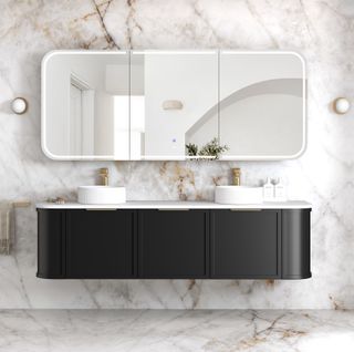 LED Newport 1800(W)x750(H) Black Oak Shaving Cabinet - Premium Edition
