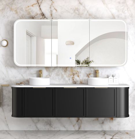 LED Newport 1800(W)x750(H) Black Oak Shaving Cabinet - Premium Edition