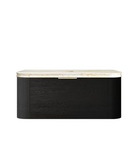 Bondi 1200mm Black Oak Wall Hung Curve Vanity with Sand Dune Top