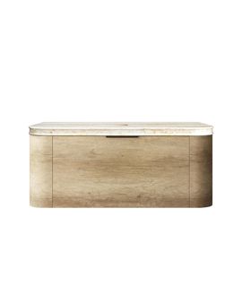 Bondi 1200mm Natural Oak Wall Hung Curve Vanity with Sand Dune Top