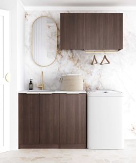 Laundry Kit 1715A Havana Fluted Sable Walnut with Cloudy Carrara Top