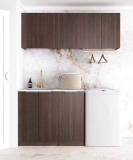 Laundry Kit 1715B Havana Fluted Sable Walnut with Cloudy Carrara Top
