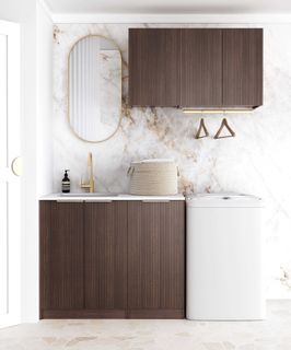 Laundry Kit 1715A Havana Fluted Sable Walnut with Pure White Top
