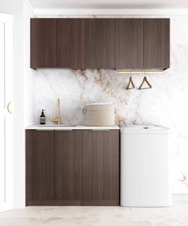 Laundry Kit 1715B Havana Fluted Sable Walnut with Matte White Top