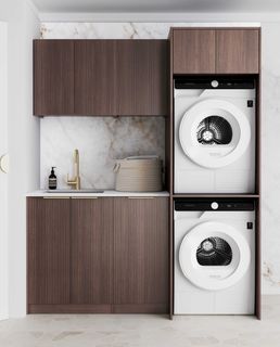 Laundry Kit 1715C Havana Fluted Sable Walnut with Pure White Top