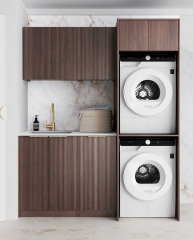 Havana Fluted Sable Walnut Laundry Kit 1715x600x2100