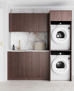 Laundry Kit 1960C Havana Fluted Sable Walnut with Matte White Top