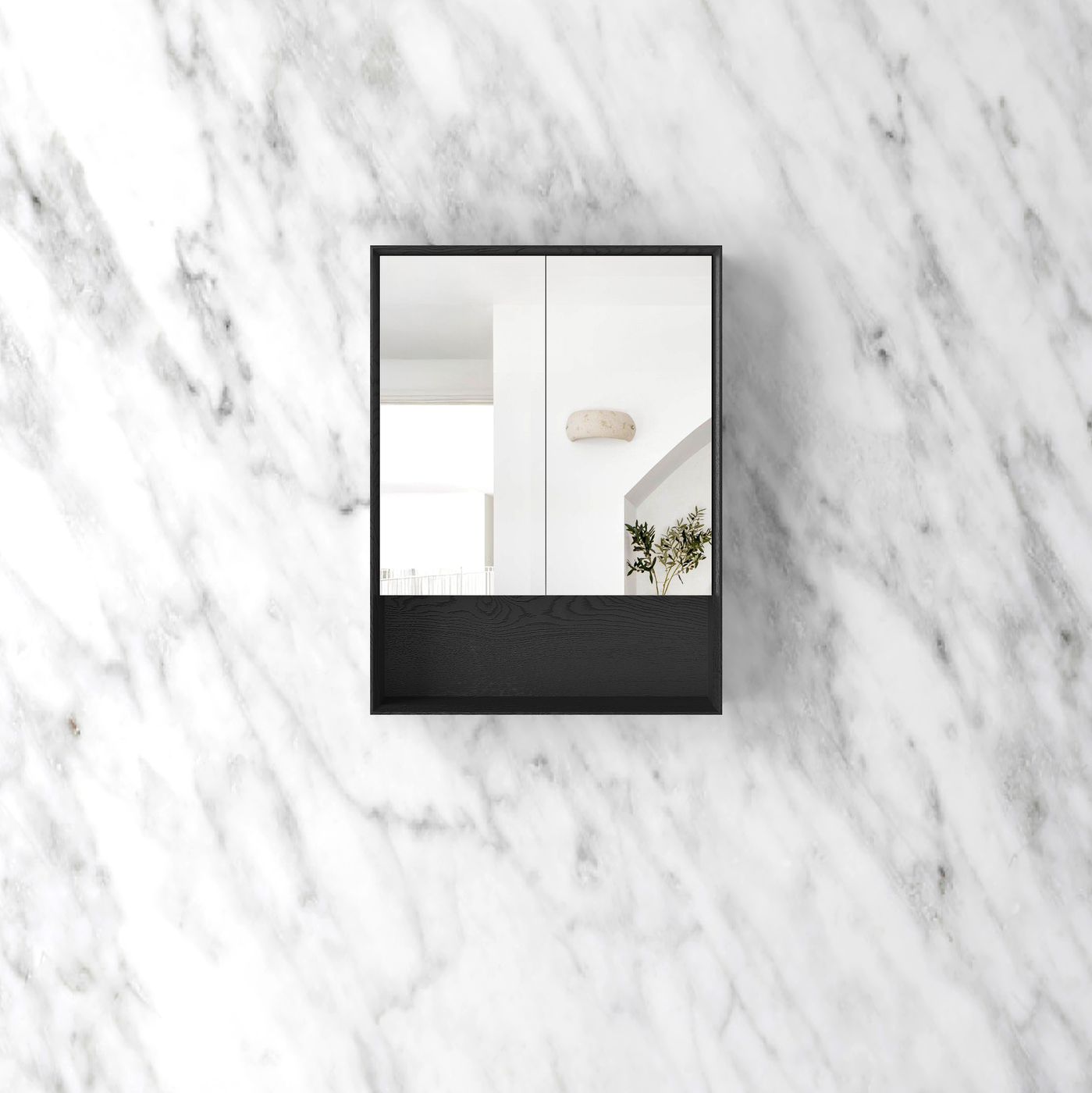 Byron 600x800 Black Oak Shaving Cabinet